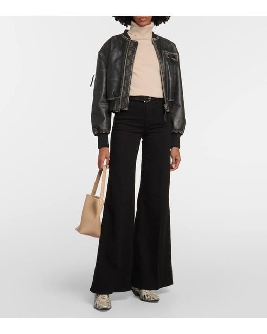 Jeans Flared Le Palazzo De Tiro Alto FRAME de color Black