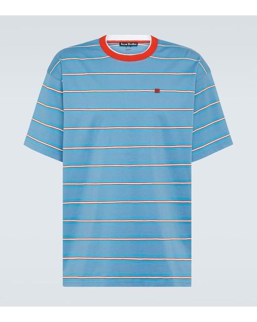 Acne T-Shirt Face aus Baumwoll-Jersey in Blue für Herren