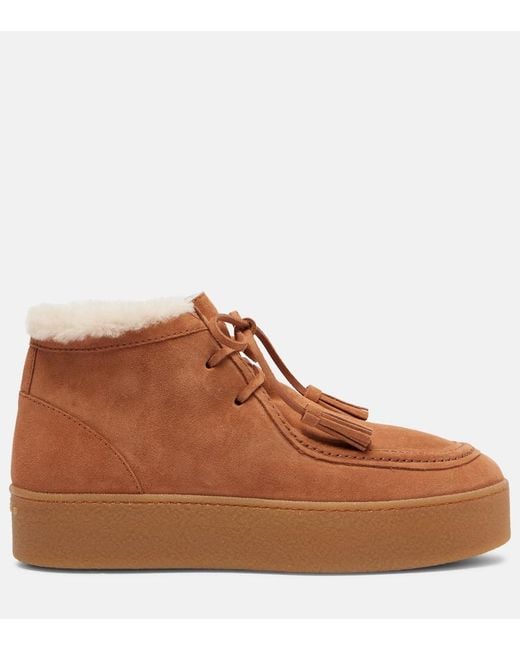 Hogan Brown Plateaustiefel H681 Aus Veloursleder