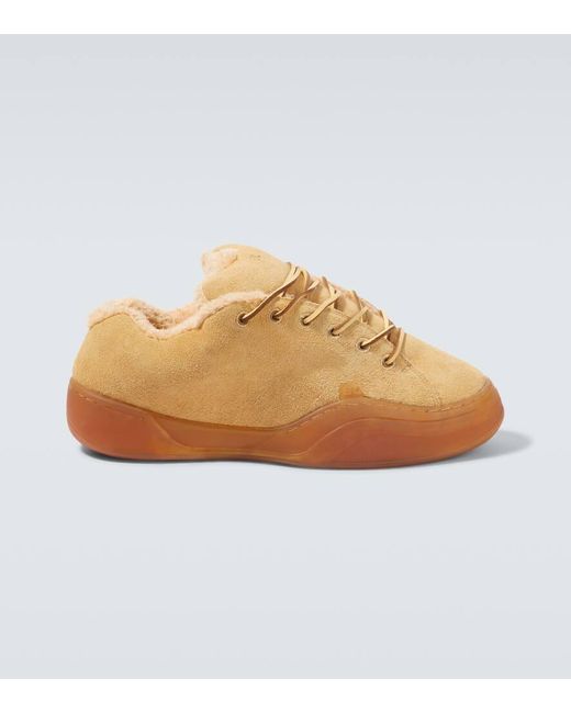 ERL Natural Sand Vamp Shearling-Lined Suede Sneakers for men