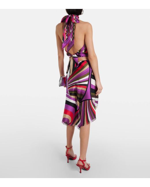 Emilio Pucci Pink Printed Silk Midi Skirt