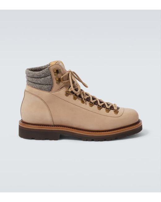 Brunello Cucinelli Schnuerstiefel Aus Leder in Brown für Herren
