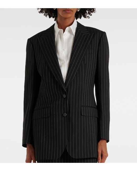 Dolce & Gabbana Black Pinstripe Virgin Wool Blazer