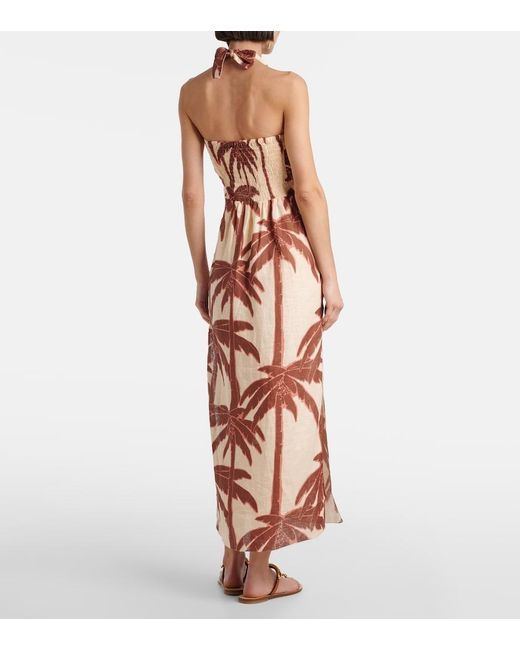 Johanna Ortiz Metallic Water Adventure Printed Linen Maxi Dress