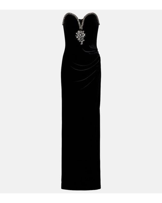 Self-Portrait Black Embellished Velvet Gown