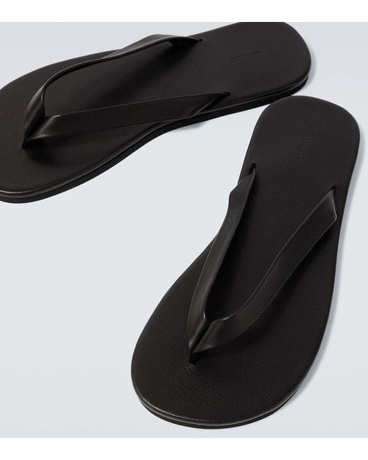 Auralee Black Leather Thong Sandals for men