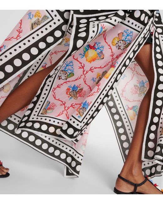 Caftano Capri in cotone con stampa di Dolce & Gabbana in Multicolor