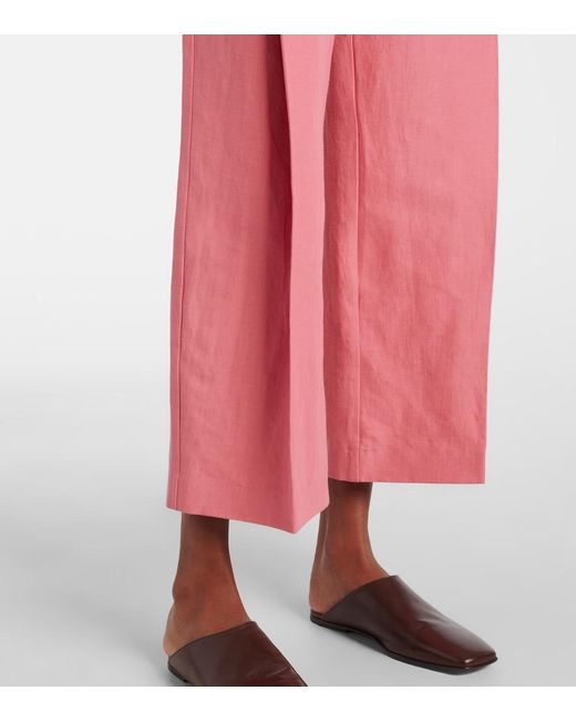 TOVE Red Santu Linen And Cotton-Blend Culottes