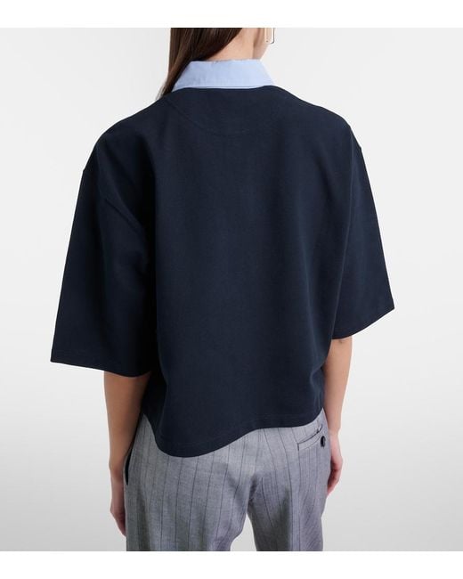 Stella McCartney Blue Cropped Cotton Pique Polo Shirt