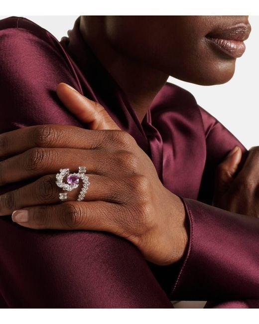 YEPREM White Reign Supreme 18Kt Ring With Diamonds And Sapphire