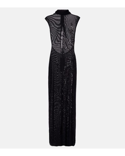 Jean Paul Gaultier Black Sequined Mesh Maxi Dress