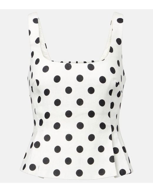 Posse White Rosalie Polka-Dot Linen Top