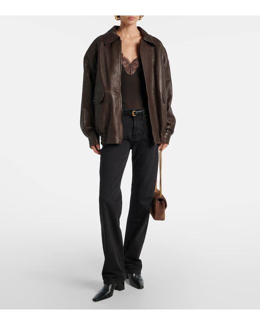 Saint Laurent Black High-Rise Wide-Leg Jeans Nico
