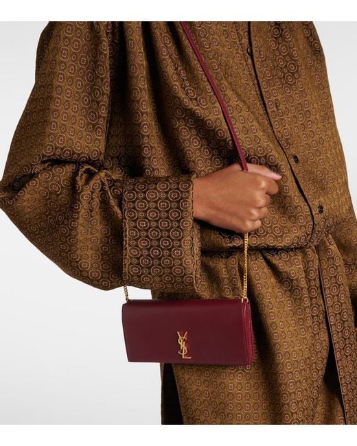 Saint Laurent Red Cassandre Leather Phone Pouch