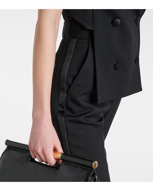 Dolce & Gabbana Blue High-Rise Wool And Silk Slim Pants