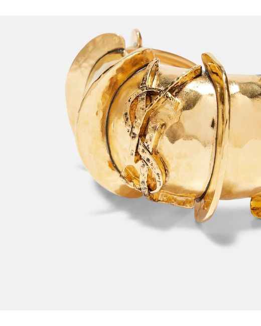 Saint Laurent Metallic Cassandre Cuff Bracelet