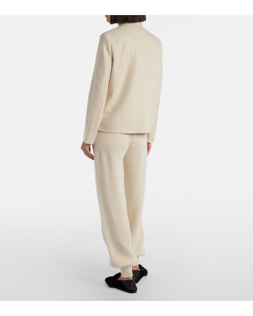 Loro Piana Natural Juniper Ribbed-Knit Cashmere Sweatpants