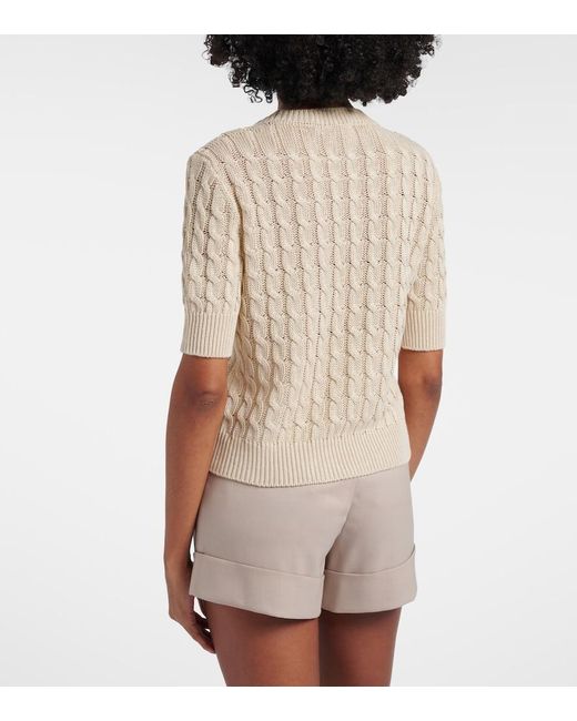 Max Mara Natural Talamo Cable-Knit Linen Sweater
