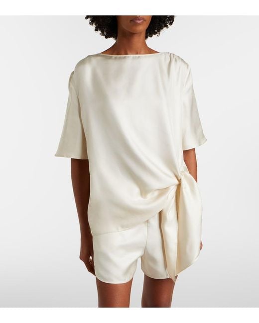 Loulou de Saison White Mano Silk Satin Top