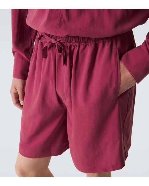 Saman Amel Red Silk Shorts for men