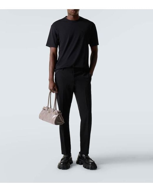 Prada T-Shirt Aus Baumwoll-Jersey in Black für Herren