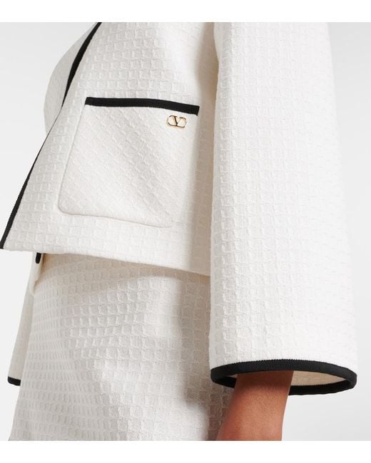 Valentino White Cotton Tweed Jacket