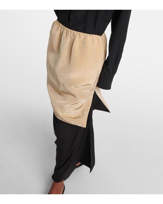 Calvin Klein Black Tyler Layered Wool And Silk Maxi Skirt