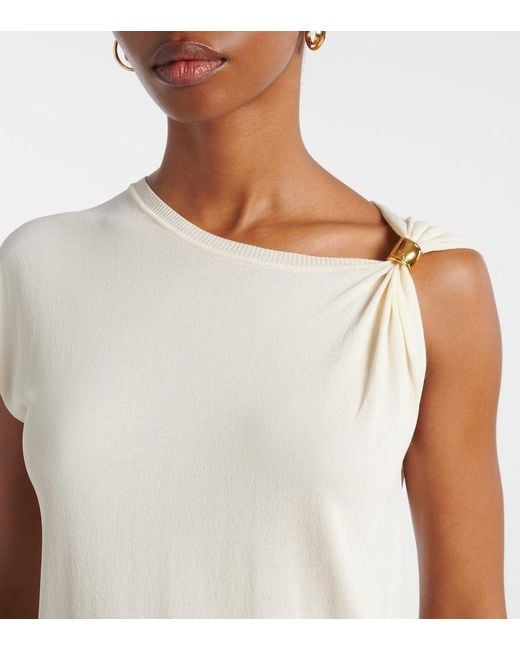Altuzarra White Asymmetrical Jersey Top