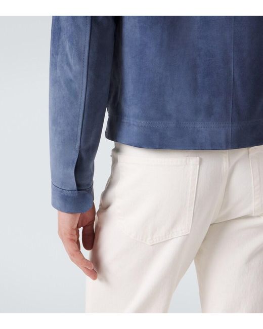 Zegna Blue Suede Jacket for men