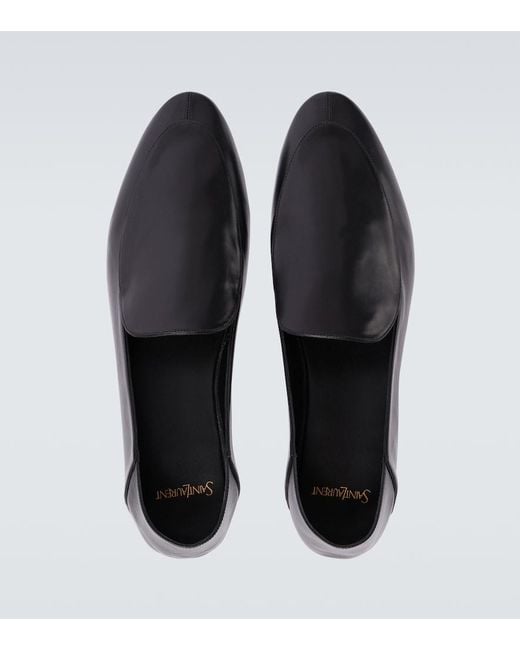 Saint Laurent Black Alain Leather Slippers for men