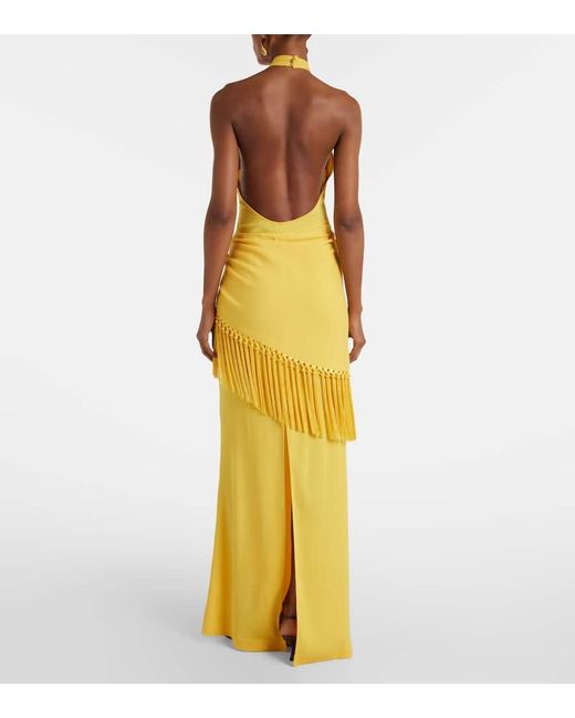 ‎Taller Marmo Metallic Meteora Open-Back Crepe Cady Gown