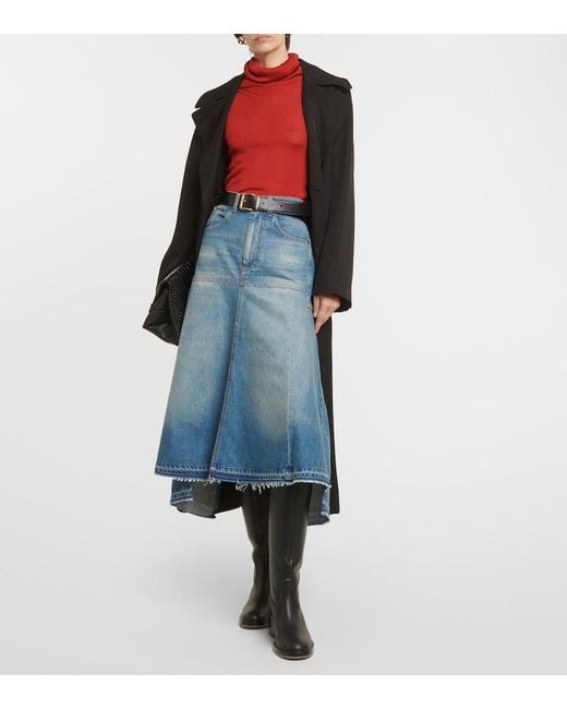 Victoria Beckham Red Ribbed-Knit Turtleneck Top