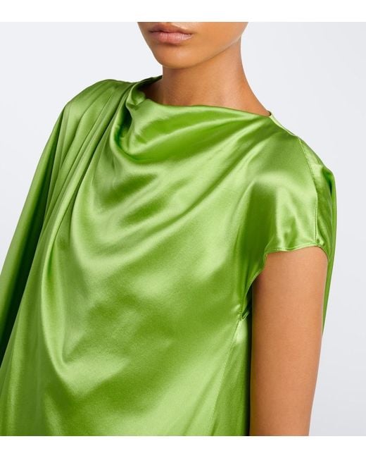Roksanda Green Hiba Silk Satin Gown