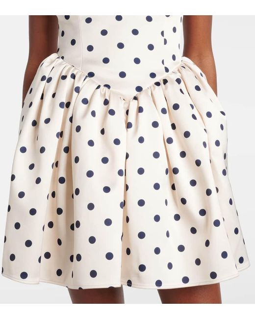 Self-Portrait White Polka-Dot Satin Minidress