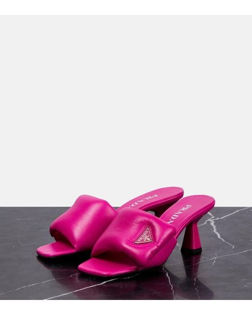 Prada Pink Padded Leather Mules 65