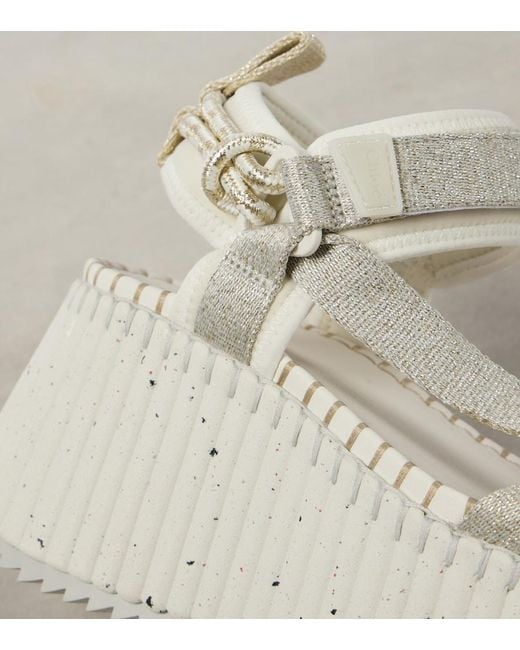 Chloé Nama Metallic Wedge Sandals