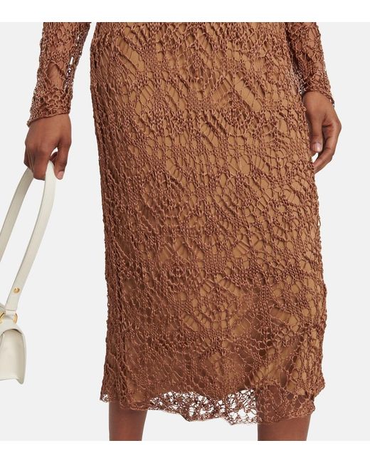 Tom Ford Brown Layered Knit Midi Dress