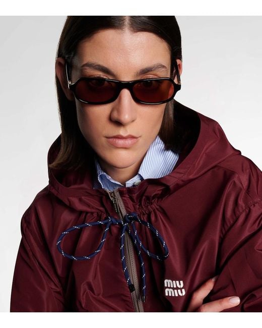 Miu Miu Brown Logo Rectangular Sunglasses