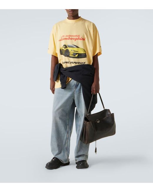 Balenciaga Yellow X Automobili Lamborghini Cotton Jersey T-Shirt for men