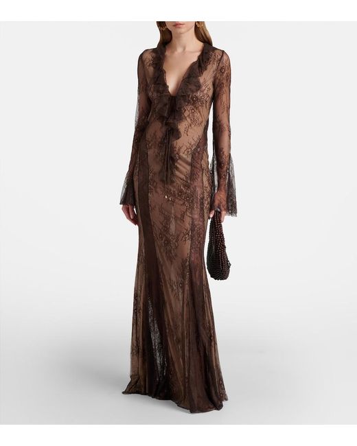 Bananhot Brown Nori Lace Maxi Dress