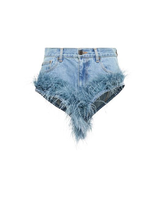 Denim shorts di Versace in Blu Donna Abbigliamento da Shorts da Shorts in denim e di jeans 