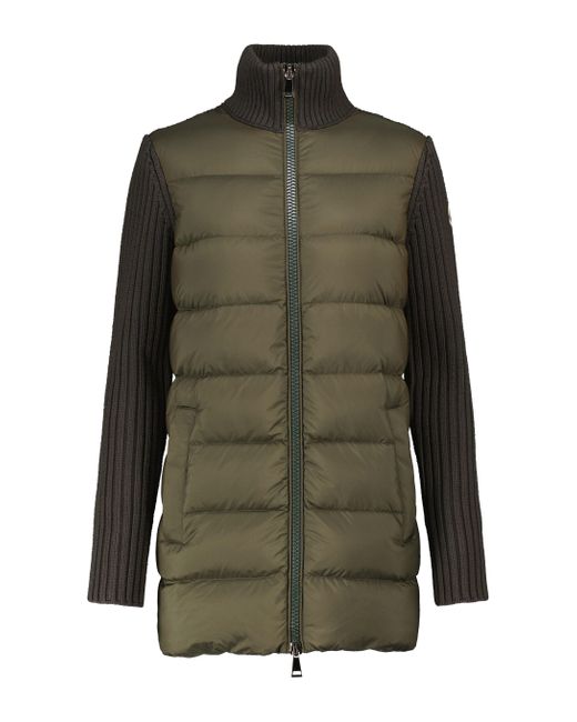 Moncler Green Quilted Down Cardigan