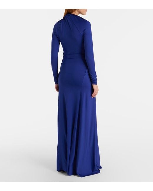 Victoria Beckham Blue Draped Maxi Dress