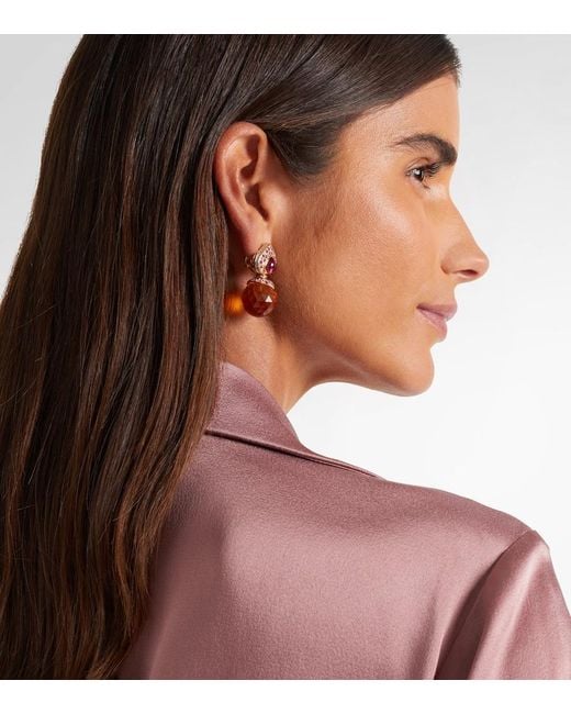 Marina B Red Acilla 18Kt Drop Earrings With Gemstones