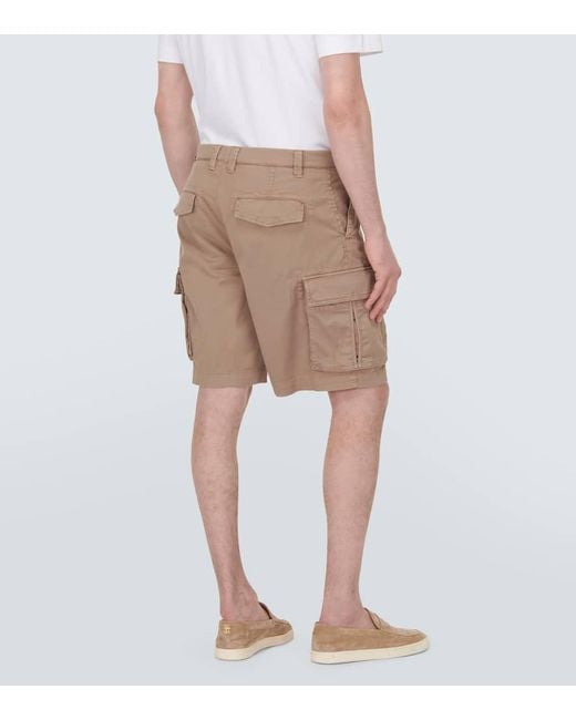 Brunello Cucinelli Bermuda-Shorts aus einem Baumwollgemisch in Natural für Herren