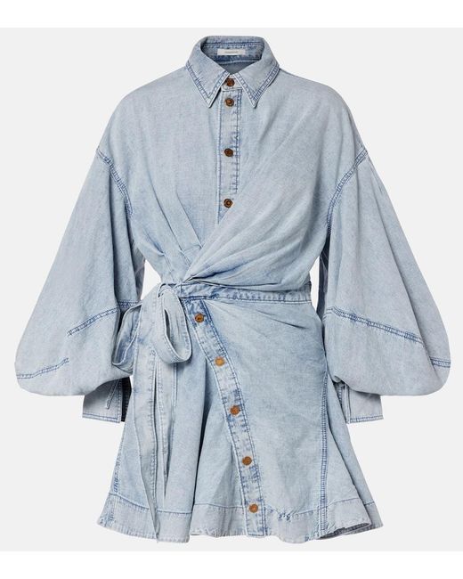 Zimmermann Women's Blue Denim Rebellion Wrap Mini Dress