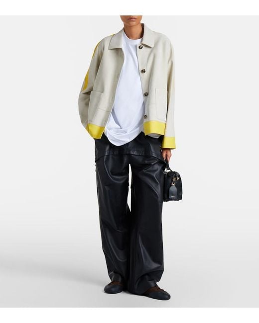 Loewe Black Paneled Leather Wide-Leg Pants
