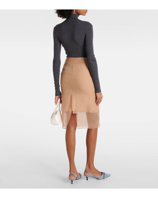 Givenchy Natural Floral Devore Satin Midi Skirt