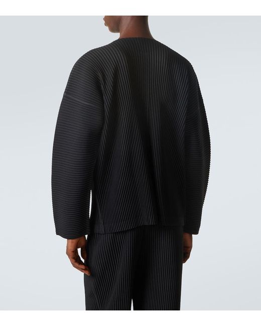 Homme Plissé Issey Miyake Black Monthly Colors Pleated Henley Shirt for men