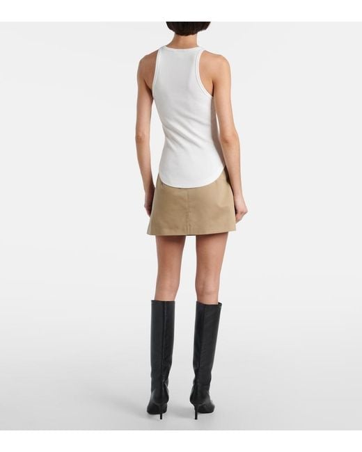 Courreges White Buckle 90's Ribbed-Knit Cotton Tank Top